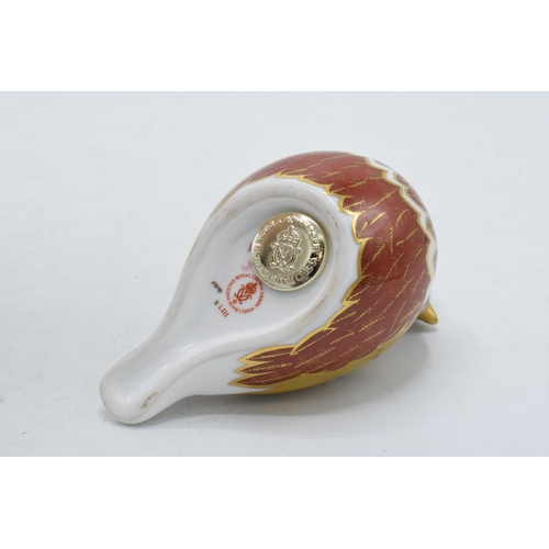 184A - Royal Crown Derby paperweight Chaffinch, first quality with gold stopper.