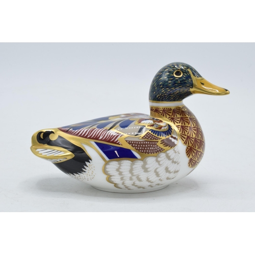 52A - Royal Crown Derby paperweight Mallard, first quality with gold stopper.