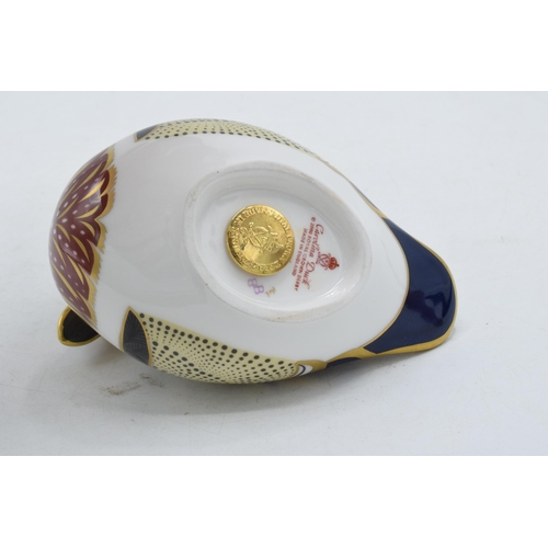 53A - Royal Crown Derby paperweight Carolina Duck, first quality with gold stopper.