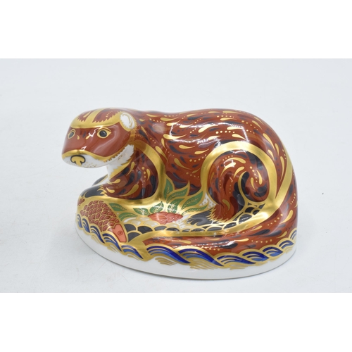 54A - Royal Crown Derby paperweight Otter, first quality with gold stopper.