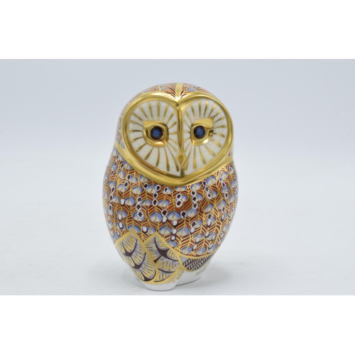 56A - Royal Crown Derby paperweight Barn Owl, first quality with gold stopper.