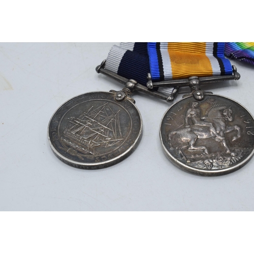 246A - World War One (WW1) trio of medals to include Silver Naval For Long Service and Good Conduct, 1914-1... 