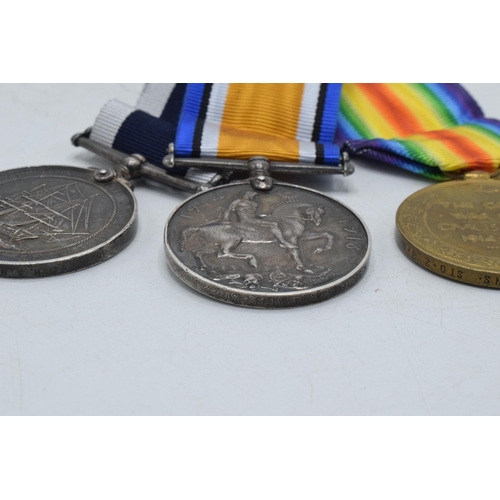 246A - World War One (WW1) trio of medals to include Silver Naval For Long Service and Good Conduct, 1914-1... 