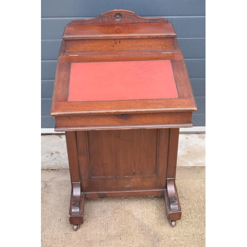 364A - Edwardian Davenport desk with red leather inset and imitation drawers to left-hand side. 92cm tall, ... 