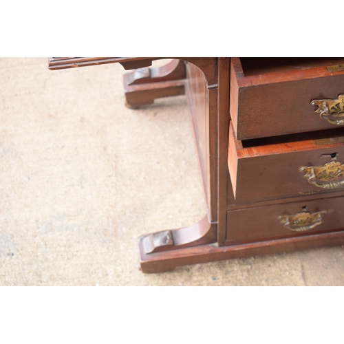 364A - Edwardian Davenport desk with red leather inset and imitation drawers to left-hand side. 92cm tall, ... 