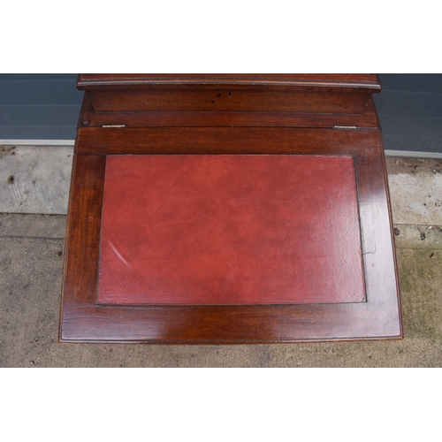 364A - Edwardian Davenport desk with red leather inset and imitation drawers to left-hand side. 92cm tall, ... 