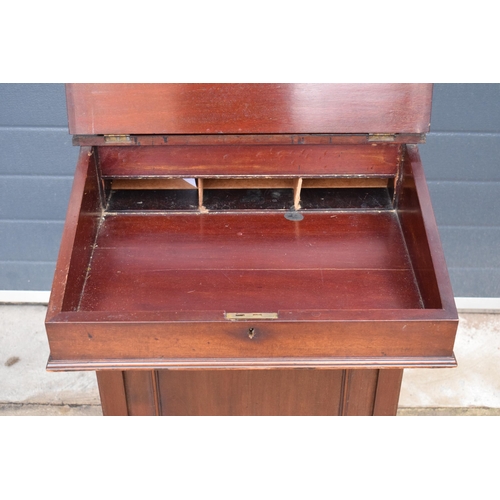 364A - Edwardian Davenport desk with red leather inset and imitation drawers to left-hand side. 92cm tall, ... 