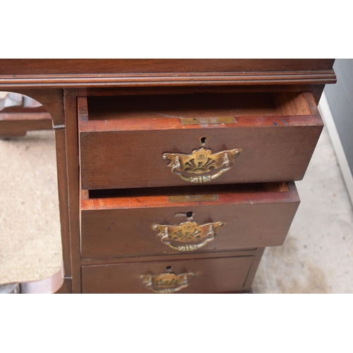 364A - Edwardian Davenport desk with red leather inset and imitation drawers to left-hand side. 92cm tall, ... 