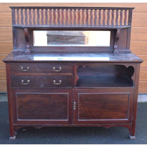 365A - 19th century mahogany mirror backed sideboard, 153 x 58 x 152cm tall. Generally in good condition wi... 