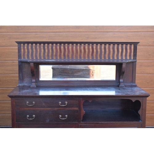 365A - 19th century mahogany mirror backed sideboard, 153 x 58 x 152cm tall. Generally in good condition wi... 