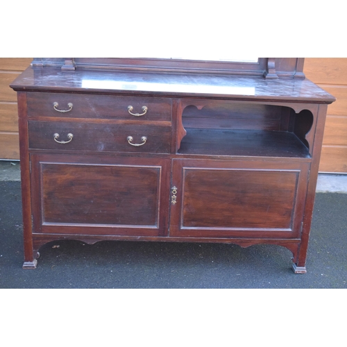 365A - 19th century mahogany mirror backed sideboard, 153 x 58 x 152cm tall. Generally in good condition wi... 