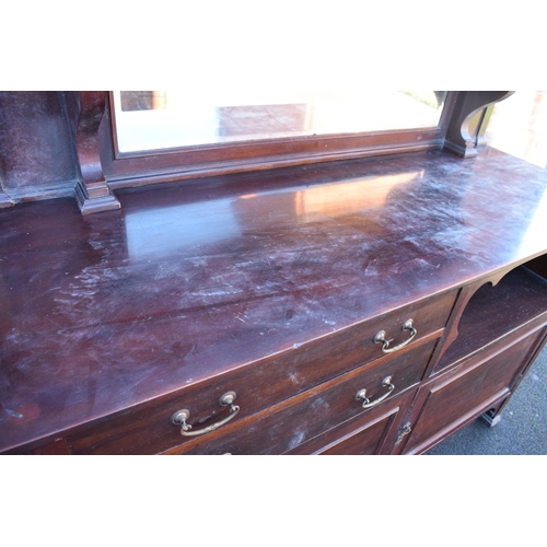 365A - 19th century mahogany mirror backed sideboard, 153 x 58 x 152cm tall. Generally in good condition wi... 