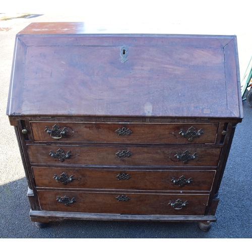 365B - 19th century bureau with fitted interior and satinwood inlay, 111 x 55 x 111cm tall. Needs some atte... 