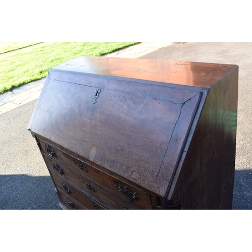 365B - 19th century bureau with fitted interior and satinwood inlay, 111 x 55 x 111cm tall. Needs some atte... 