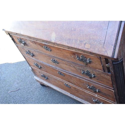 365B - 19th century bureau with fitted interior and satinwood inlay, 111 x 55 x 111cm tall. Needs some atte... 