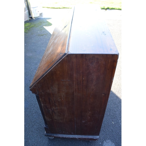 365B - 19th century bureau with fitted interior and satinwood inlay, 111 x 55 x 111cm tall. Needs some atte... 