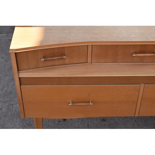 377 - Lebus mid century breakfront mirror backed sideboard / dressing table. 110 x 48 x 114cm tall.