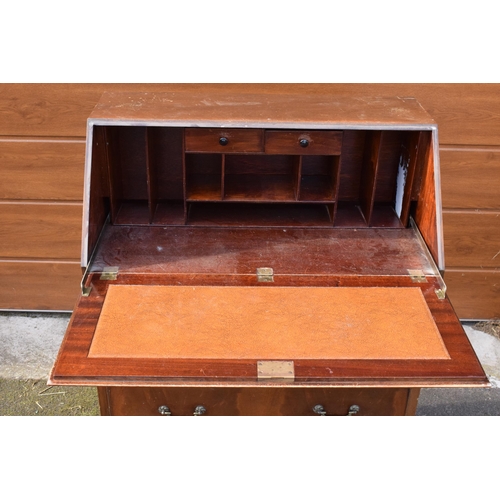 380 - 20th century wooden students bureau, 77 x 44 x 101cm tall.