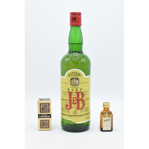 327 - Justerini and Brooks (J&B) rare blended Scotch whisky together with miniature Cointreau 70 proof and... 