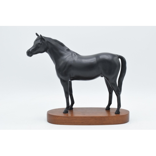 136 - Beswick matte black Arab Bahram on wooden plinth (Doulton backstamp).