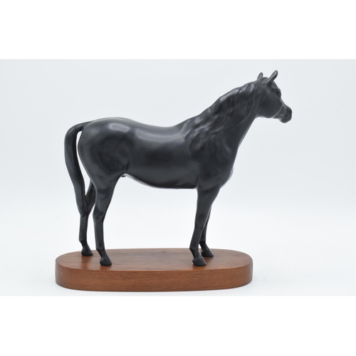 136 - Beswick matte black Arab Bahram on wooden plinth (Doulton backstamp).