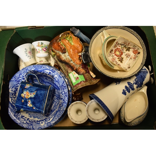 197 - A mixed collection of pottery to include Burleigh Ware embossed jug, Spode Blue Italian bowls, Wedgw... 