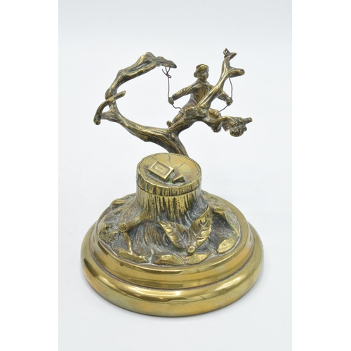 220 - Victorian brass and cast iron money box in the form of a bank with a clock together together with ca... 