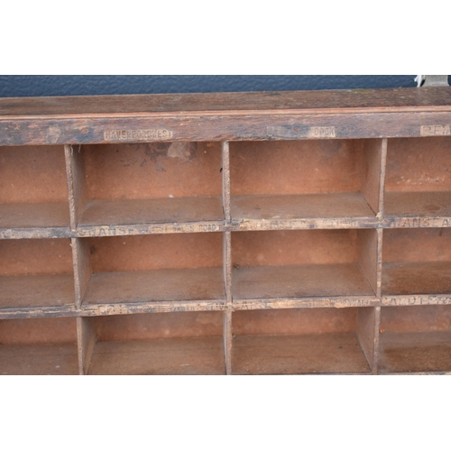 241 - Vintage World War 2 V-Mail letter rack with local sorting offices such as Crewe, Stoke and many othe... 