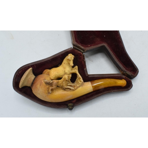 265 - Cased 19th century meerschaum figural pipe.