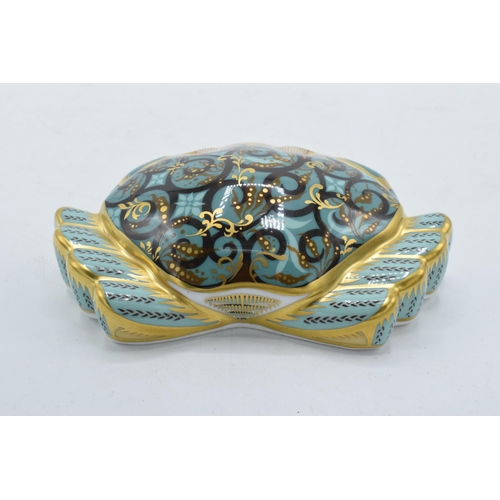 3 - Boxed Royal Crown Derby paperweight Cromer Crab, first quality with gold stopper.