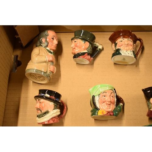 79 - A collection of small and miniature Royal Doulton character jugs to include Bacchus, John Peel, Robi... 