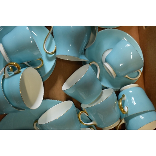 85A - A collection of Wedgwood light blue and gilded tea ware to include 12 cups, 12 saucers, 12 side plat... 