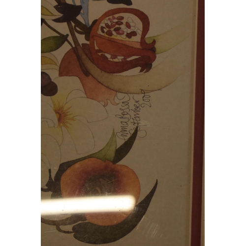 94 - Framed Moorcroft limited edition Emma Bossons print, signed. 46 x 39cm inc frame.