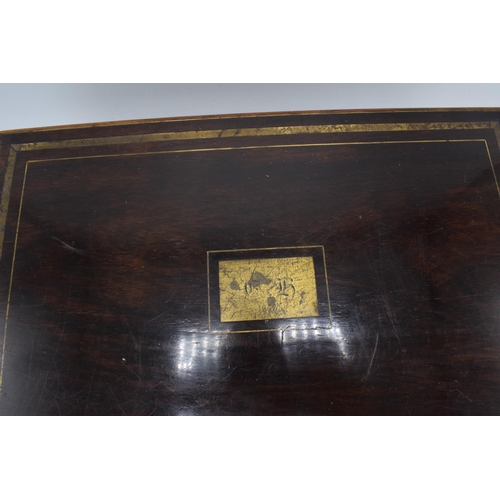 286 - 19th century writing slope with brass inlay and plaque, 32 x 22 x 13cm tall.