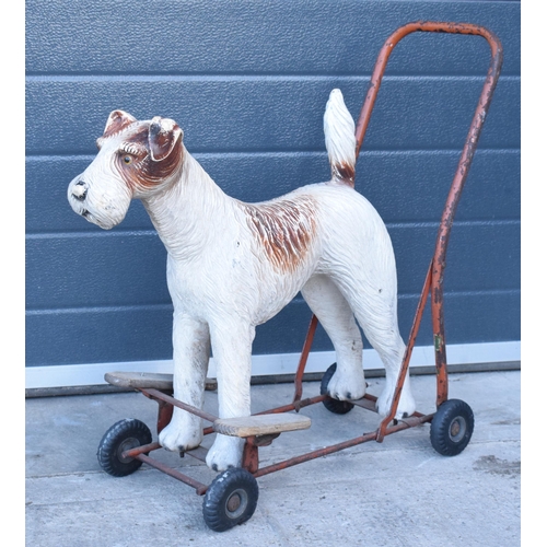 299 - Triang Lines child's walker Fox Terrier with original eyes, circa 1950s, 64cm long.