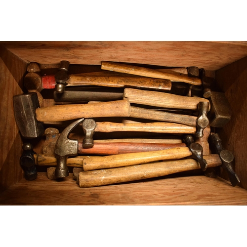 322 - A collection of vintage hammers with wooden handles of varying forms and sizes (Qty).