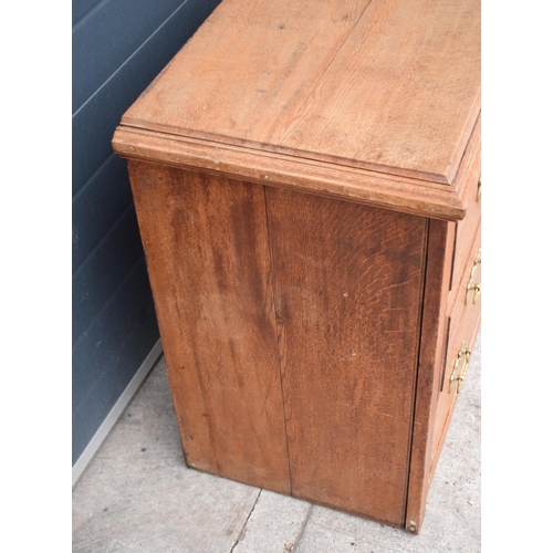 358 - Late 19th Century oak chest of drawers of nice proportions with later brass handles, 96 x 47 x 77cm ... 