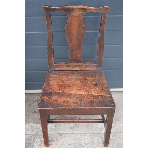 359 - A 19th century oak hall chair together with later upholstered arm chair, tallest 93cm tall (2).