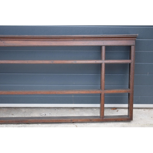 361 - Victorian oak three-tier dresser / plate rack, 218 x 83 x 16cm deep. Beam repair to top.