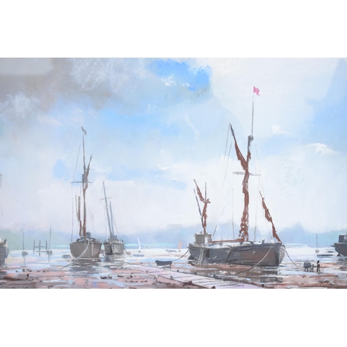 386 - Christopher Assheton-Stones (British, 1947-1999) framed and glazed pastel of a galleon / ships on wa... 