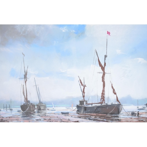 386 - Christopher Assheton-Stones (British, 1947-1999) framed and glazed pastel of a galleon / ships on wa... 