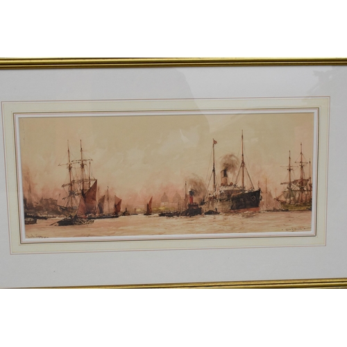 388 - A pair of framed and glazed prints of ships at sea, 60 x 26cm exc frames (2).