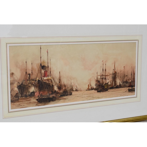 388 - A pair of framed and glazed prints of ships at sea, 60 x 26cm exc frames (2).