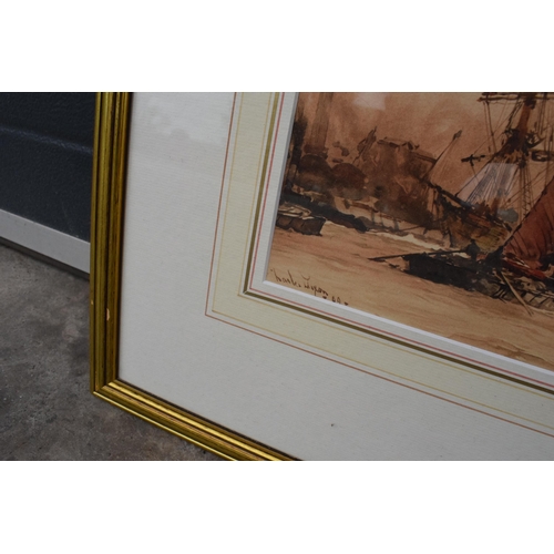 388 - A pair of framed and glazed prints of ships at sea, 60 x 26cm exc frames (2).