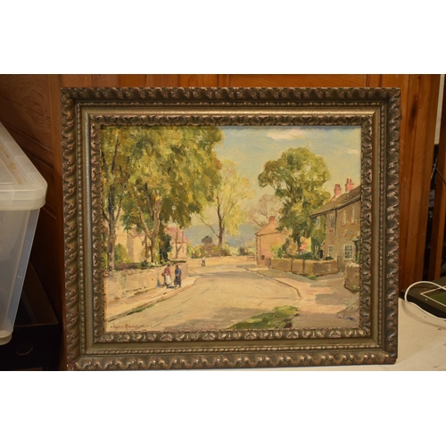 391 - Owen Bowen (1873-1967) framed oil on canvas 'Collingham Village' signed lower left and dated 1931, 3... 