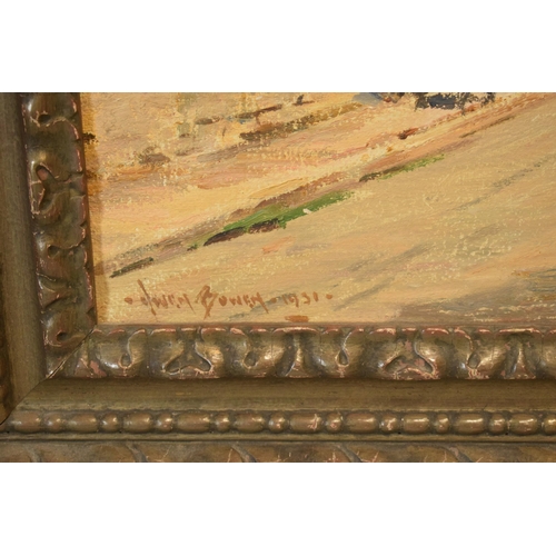 391 - Owen Bowen (1873-1967) framed oil on canvas 'Collingham Village' signed lower left and dated 1931, 3... 