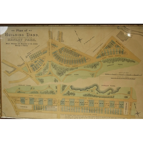 395 - Local Interest: Framed Plan of Building Land... of Hanley Park, Stoke on Trent, to the County Boroug... 