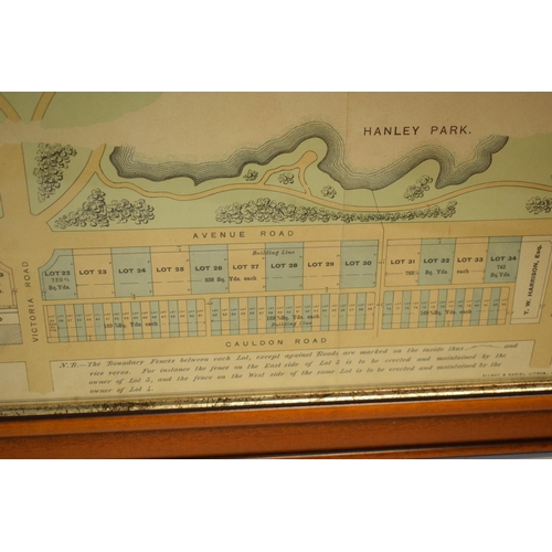 395 - Local Interest: Framed Plan of Building Land... of Hanley Park, Stoke on Trent, to the County Boroug... 