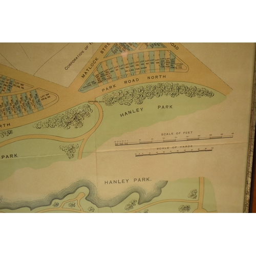 395 - Local Interest: Framed Plan of Building Land... of Hanley Park, Stoke on Trent, to the County Boroug... 