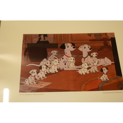 397 - A set of 5 framed and glazed Walt Disney prints to include titles such as 101 Dalmations, Lady and T... 